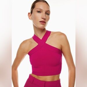 Aritzia Babaton Sculpt Knit Criss Cross Cropped Top